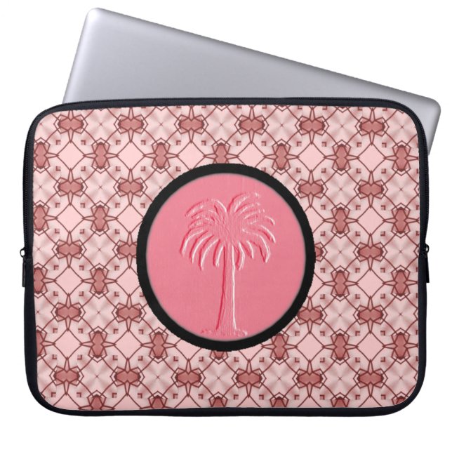 Pink Geometric Lattice Design-Carolina Palm Laptop Sleeve (Front)