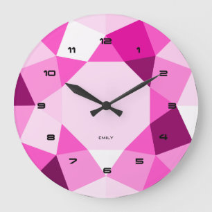 Pink Geometric Modern Design Large Clock