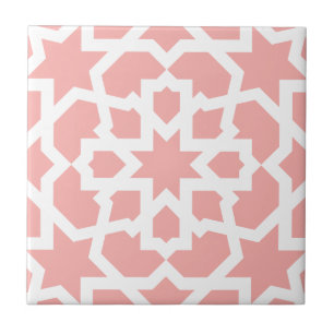 Pink geometric Moroccan tile mosaic in