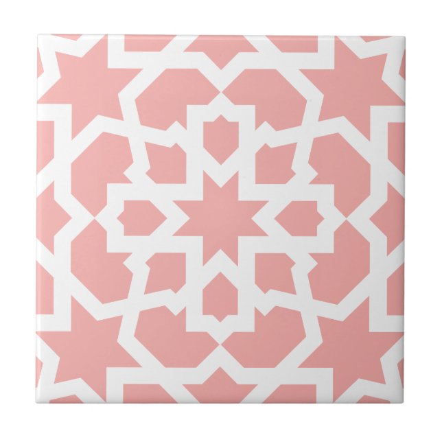 Pink geometric Moroccan tile mosaic in (Front)