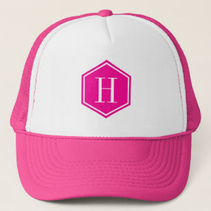 Pink Geometric Octagon Monogram Trucker Hat