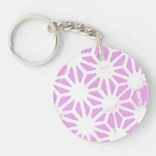 Pink geometric pattern key ring
