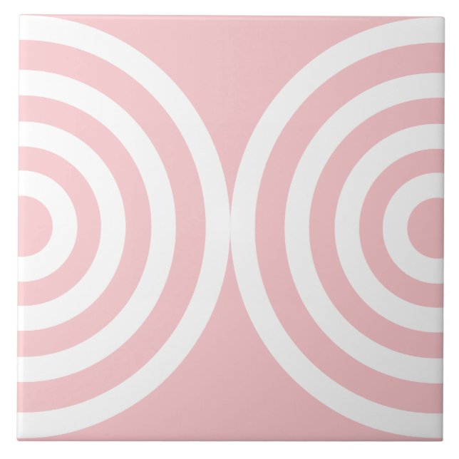 Pink Geometric Pattern Mid Century Modern Ceramic Tile (Front)