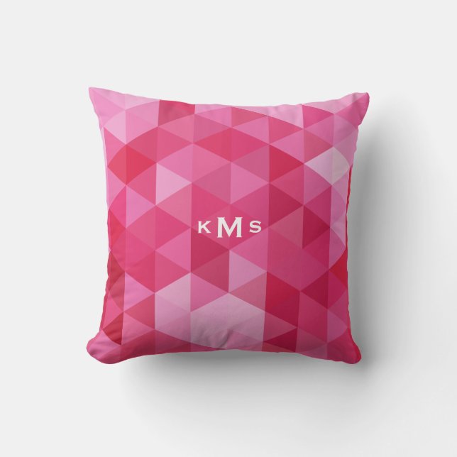 Pink Geometric Pattern Monogram Pillow (Front)