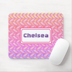 Pink Geometric Pattern Name Mousepad