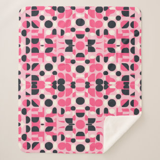 Pink Geometric Pattern Sherpa Blanket