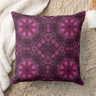 Pink Geometric Pattern with Floral Mandala Glow Cushion