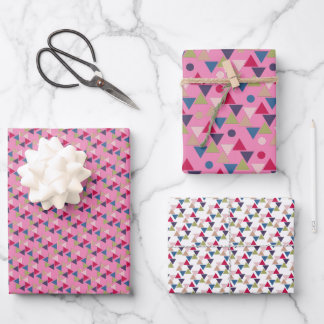 Pink geometric pattern wrapping paper