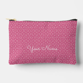 Pink Geometric Personalized Name Accessory Pouch