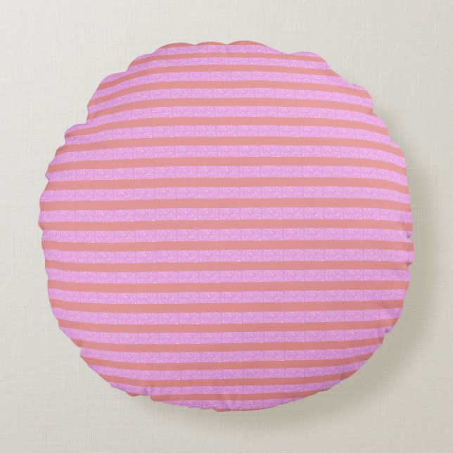 Pink Geometric  Round Cushion (Front)