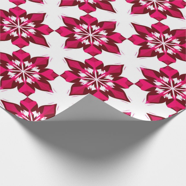 ❄ Pink Geometric Snowfall Winter Tile ❄ Wrapping Paper (Corner)