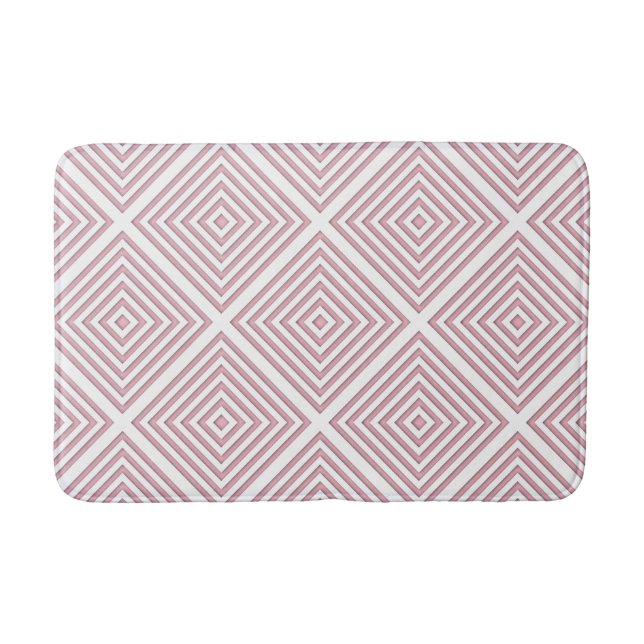 Pink Geometric Squares Bath Mat (Front)