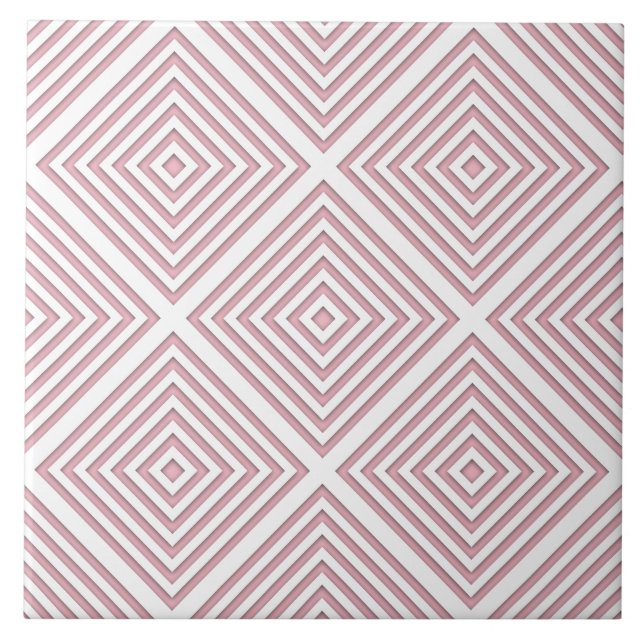 Pink Geometric Squares Ceramic Tile (Front)