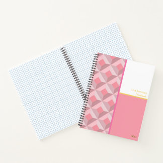 Pink Geometric Squares Custom Notebook