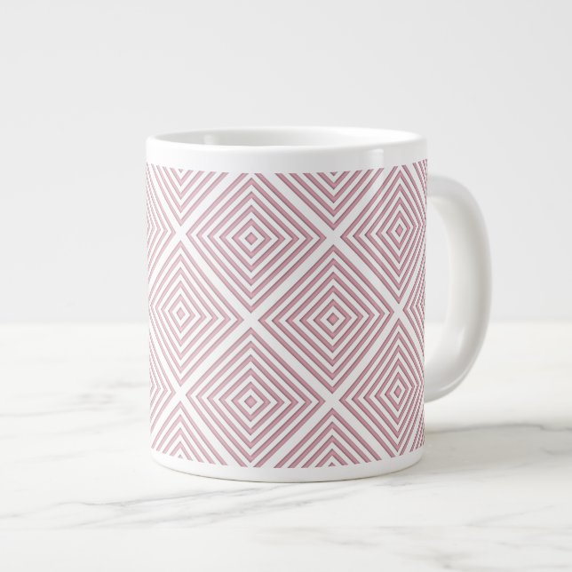 Pink Geometric Squares Large Coffee Mug (Front Right)