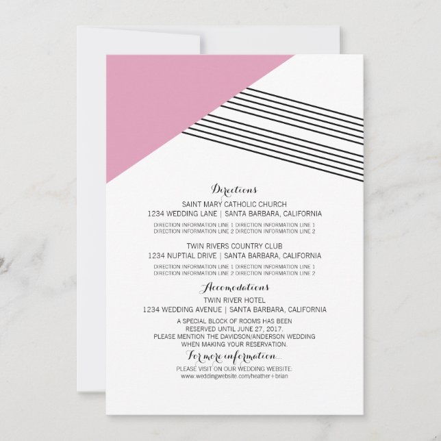 Pink Geometric Stripe Information Card (Front)