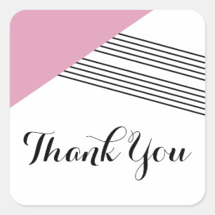 Pink Geometric Stripe Thank You Stickers