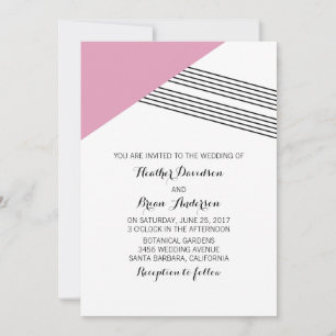 Pink Geometric Stripe Wedding Invite