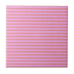 Pink Geometric Stripes  Ceramic Tile