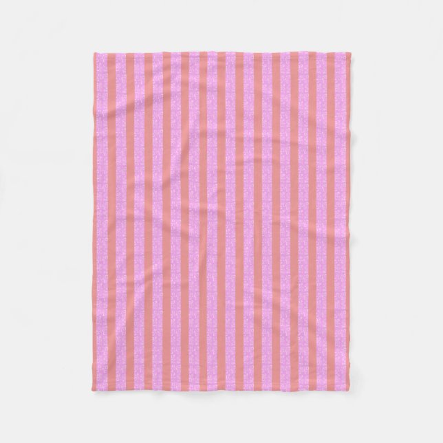 Pink Geometric Stripes  Fleece Blanket (Front)