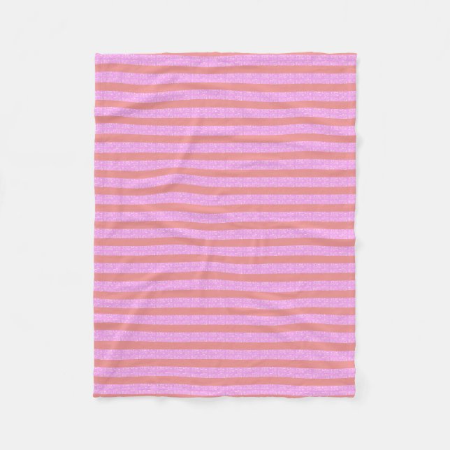 Pink Geometric Stripes  Fleece Blanket (Front)