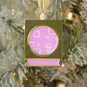 Pink Geometric Stripes Gold Plated Banner Ornament
