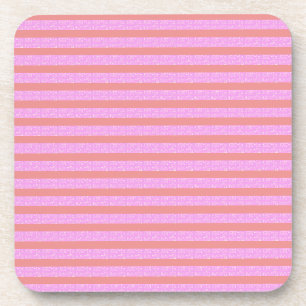 Pink Geometric Stripes Hard plastic coaster