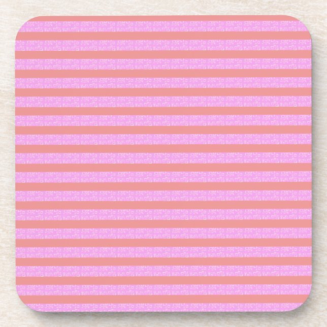 Pink Geometric Stripes Hard plastic coaster (Front)