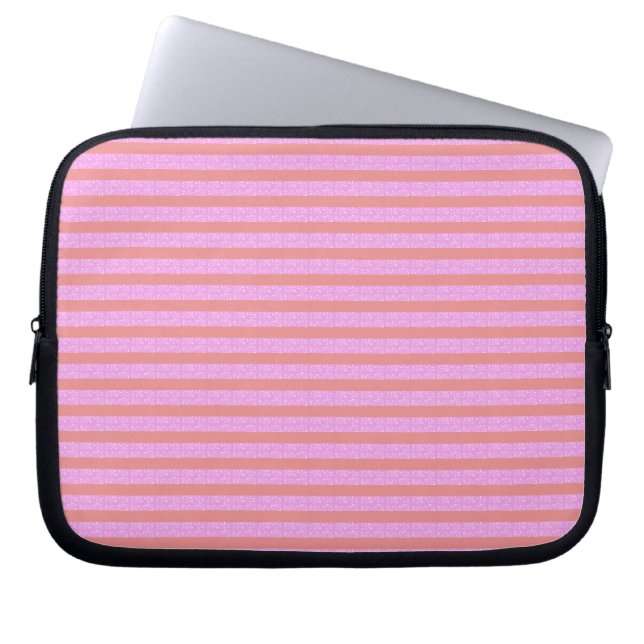 Pink Geometric Stripes  Laptop Sleeve (Front)