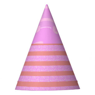 Pink Geometric Stripes Party Hat