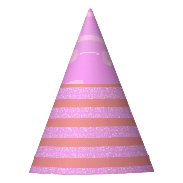 Pink Geometric Stripes  Party Hat (Front)