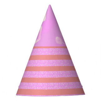 Pink Geometric Stripes Party Hat