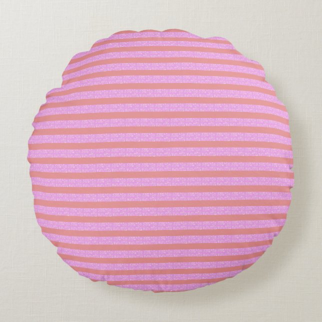 Pink Geometric Stripes  Round Cushion (Front)