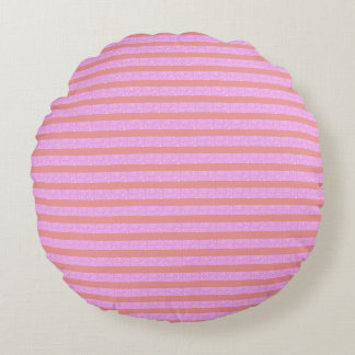 Pink Geometric Stripes  Round Cushion