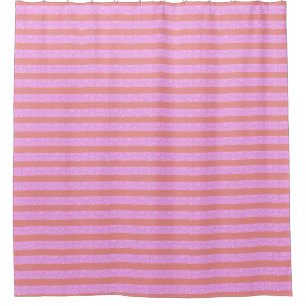 Pink Geometric Stripes Shower Curtain