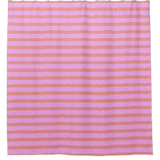Pink Geometric Stripes Shower Curtain
