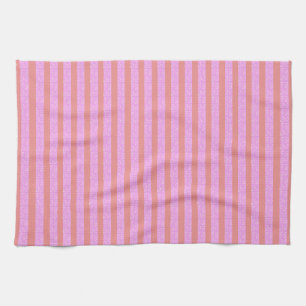 Pink Geometric Stripes  Tea Towel