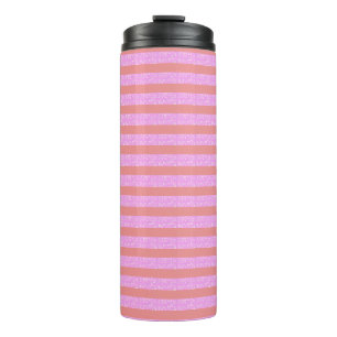 Pink Geometric Stripes Thermal Tumbler