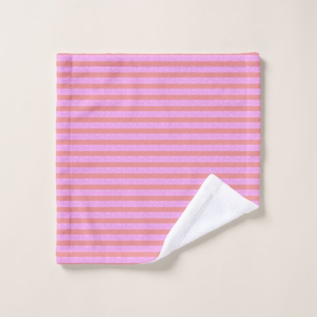 Pink Geometric Stripes Wash Cloth (Wash Cloth)