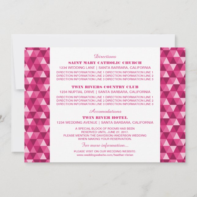 Pink Geometric Triangles Information Card (Front)
