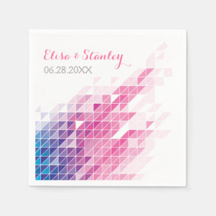 Pink geometric triangles modern wedding napkin