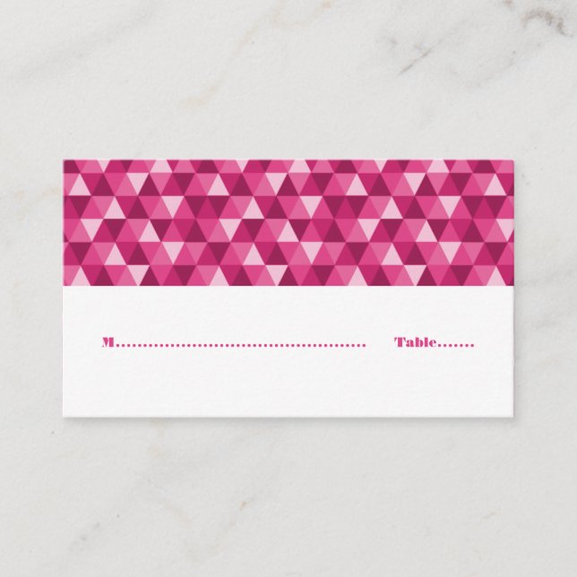 Pink Geometric Triangles Place Card (Front)