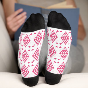 Pink Geometric Triangles Socks