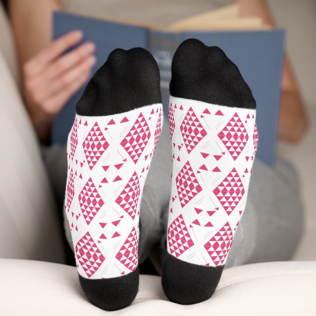 Pink Geometric Triangles Socks (Bottom)