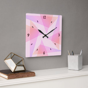Pink Geometric Wall Clock