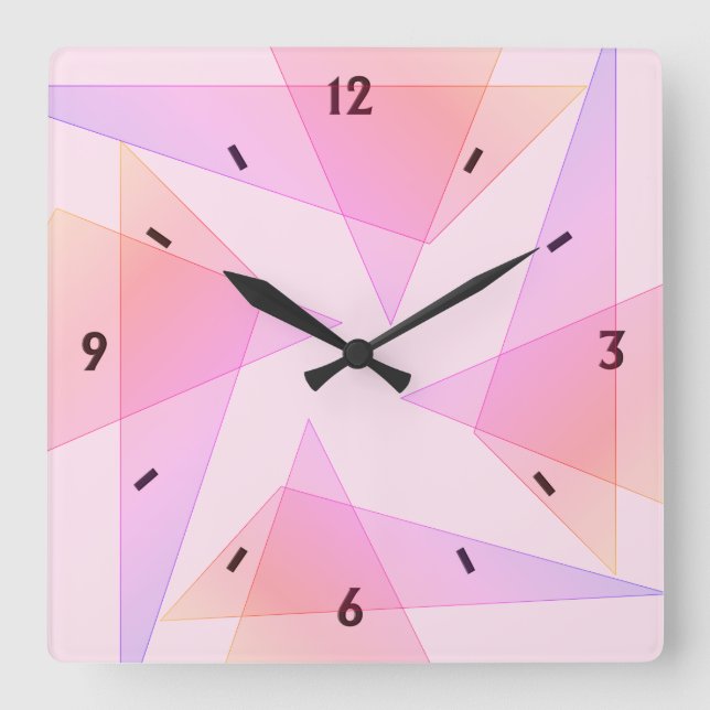 Pink Geometric Wall Clock (Front)