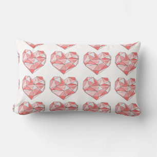 Pink Geometric Watercolor Heart Lumbar Cushion