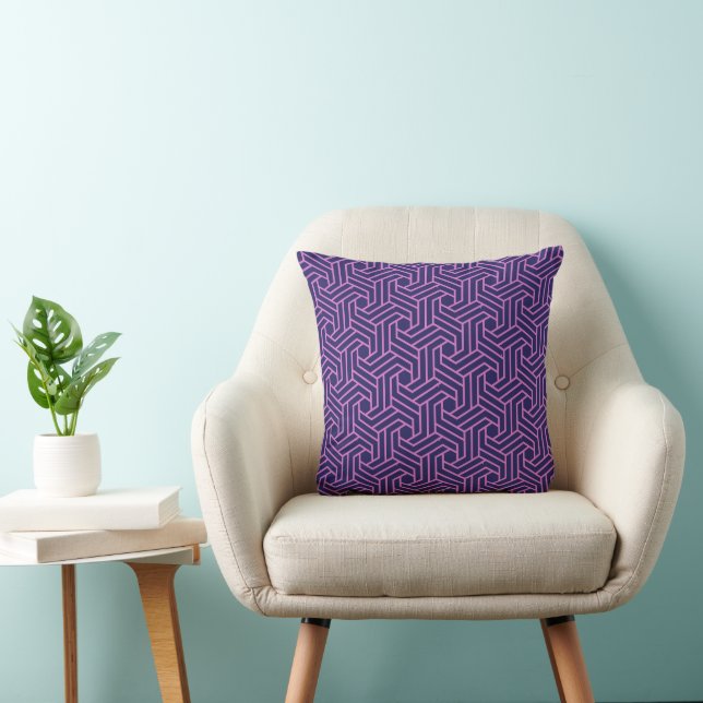 pink geometry abstract with purple background cushion (Chair)