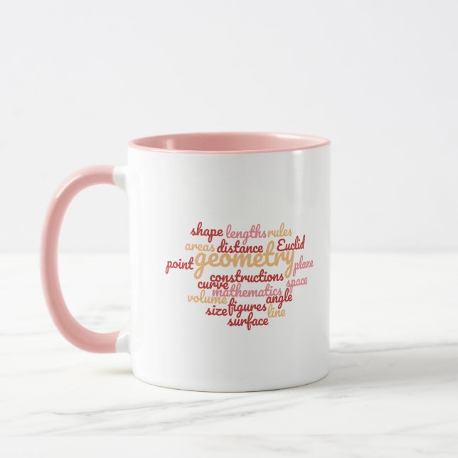 Pink Geometry Word Cloud Mug (Left)
