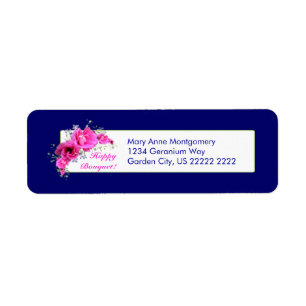 Pink Geranium Bouquet Return Address Labels